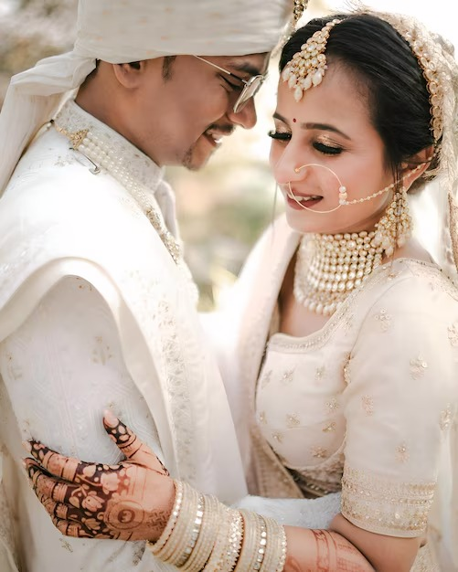 Romantic Indian wedding couple